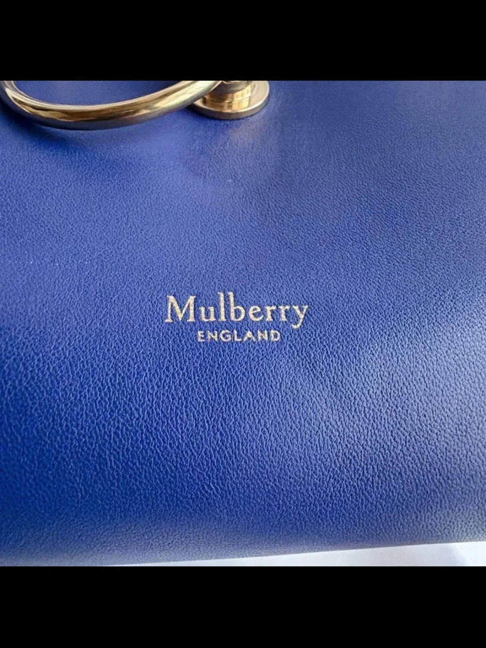 Mulberry Cobalt Blue Leather Shoulder Bag with Gold Hardware